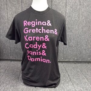 Black Graphic Tee with Pink Text
